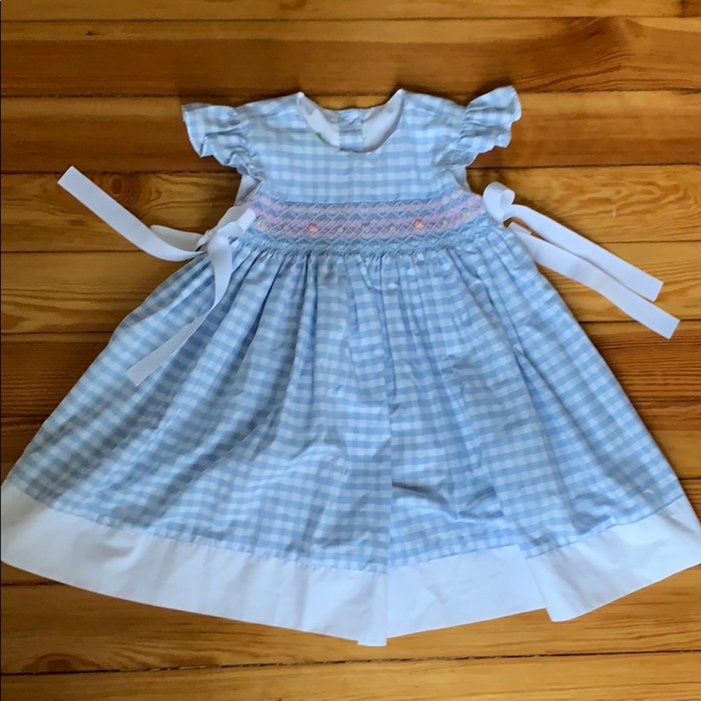 Classic Whimsy Blue Gingham Smocked Dress
